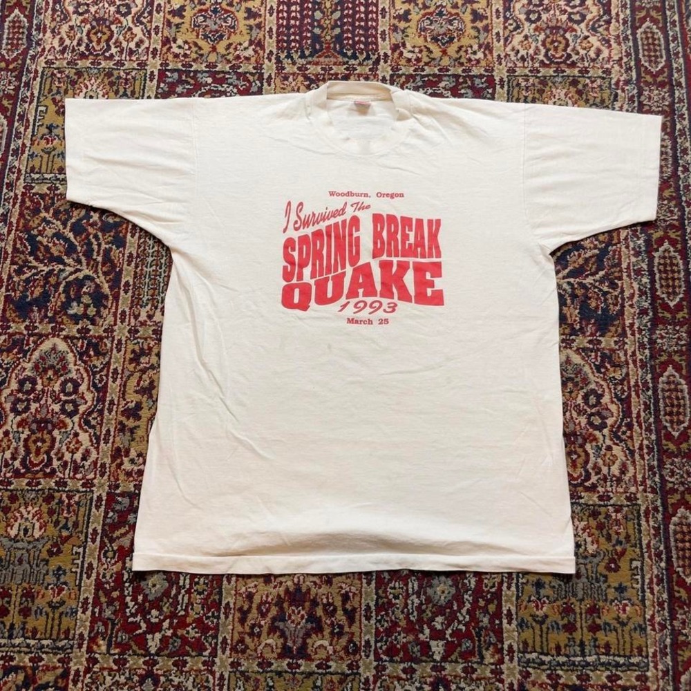 VTG 1993 I survived the‎ Spring Break Quake party event tee shirt XL USA white